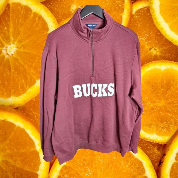 Sport-Tek Men's Maroon Bucks Quarter-Zip Pullover High Neck Sweatshirt Size L - Picture 2 of 8